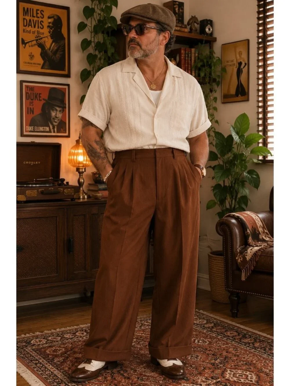 Vintage Smokey Joes Zoot Suit Pants Pleated Wide Leg Cuffed 40s Dance Size 36 L